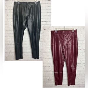 TWO Pairs Sofia by Sofia Vergara Rosa Faux Leather Jeggings